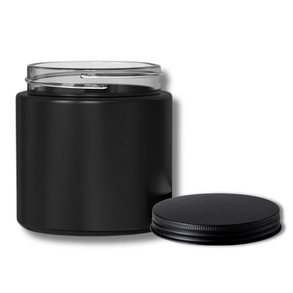 Matte Black Round Glass Jar With Lid