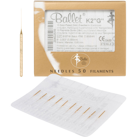 Ballet Needles 24k Gold Plated 50box